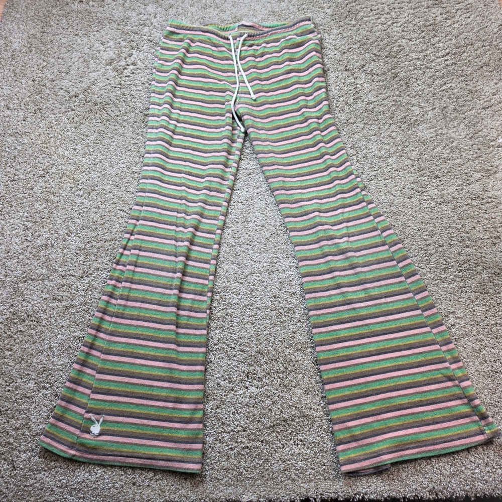 Playboy by PacSun Pants Womens Medium Striped Wide Leg Y2K Lounge Pajama Ladies